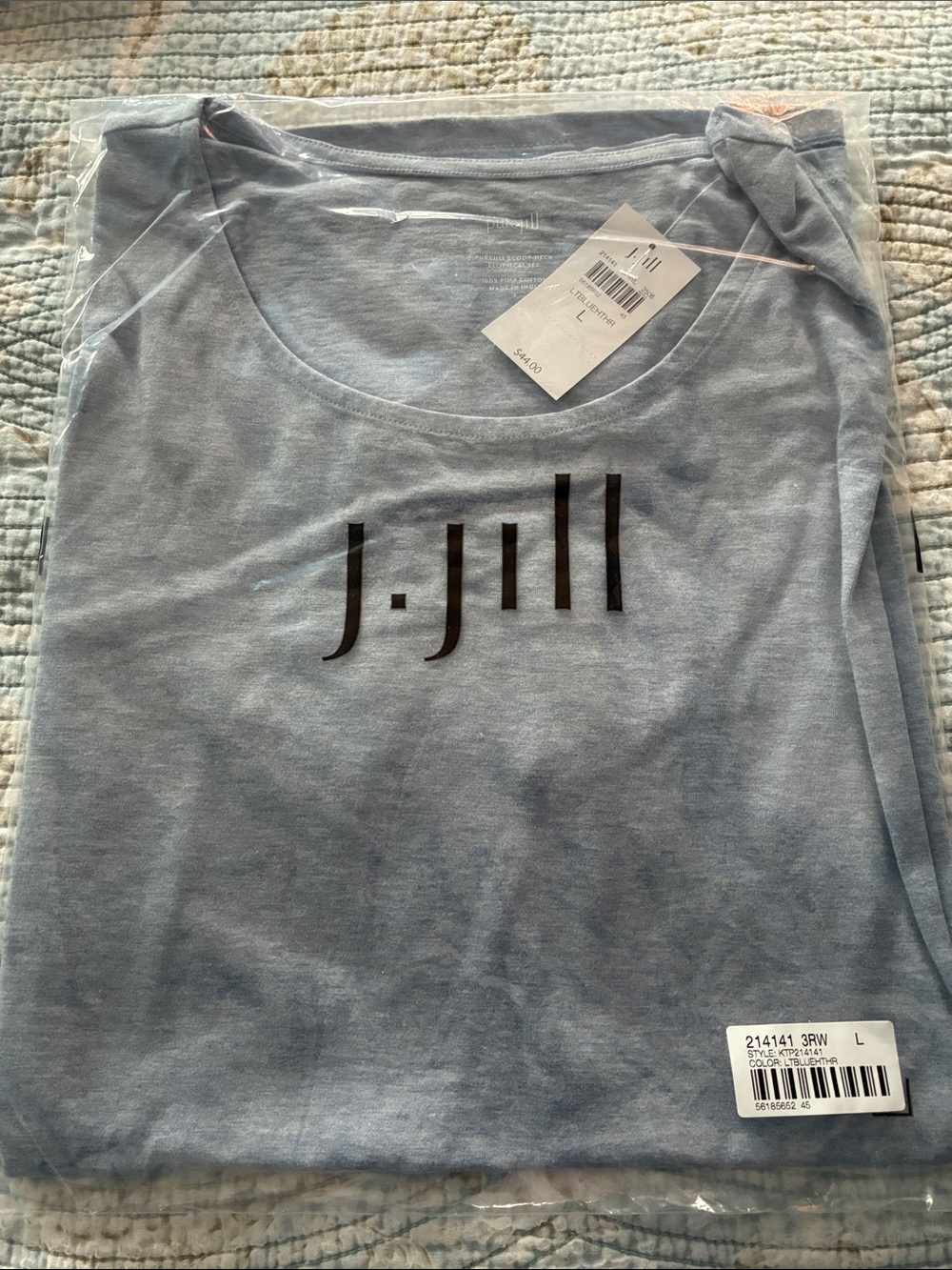 J. Jill Light Blue Tee with Black Logo